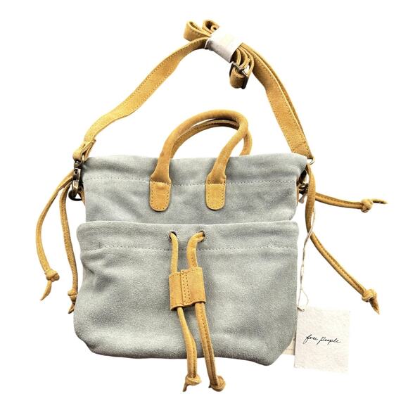 Free People Handbags - NWT Free People Scout Slouch Crossbody Blue Suede Bag Purse
